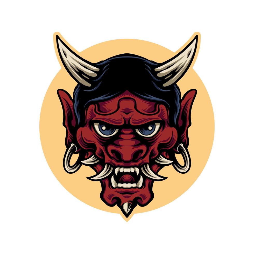 Illustration vector graphic of red devil oni japanese suitable for tshirt design