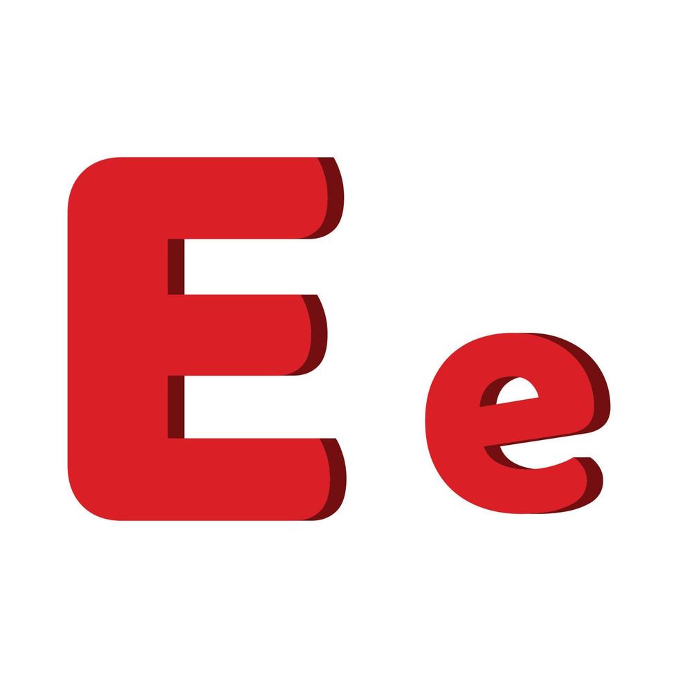 English letter E for kids. 3d letter.Capital E,small e vector