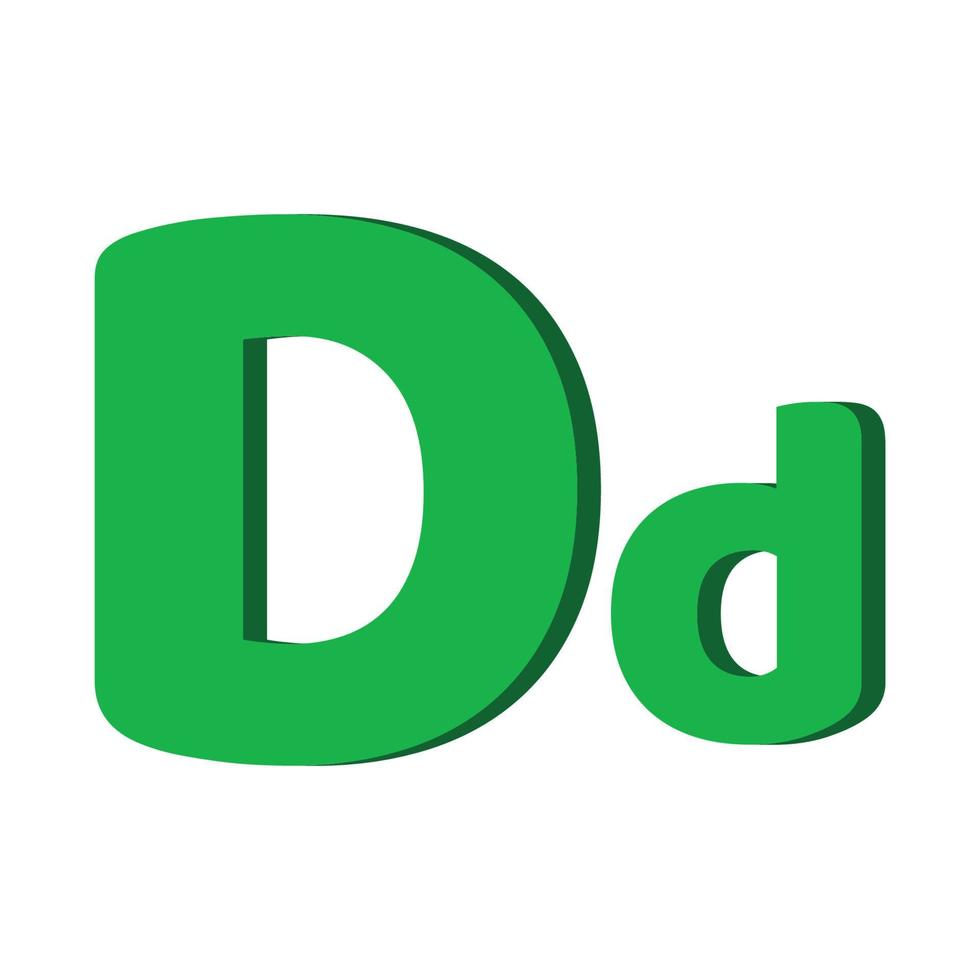 English letter D for kids. 3d letter.Capital D,small d vector