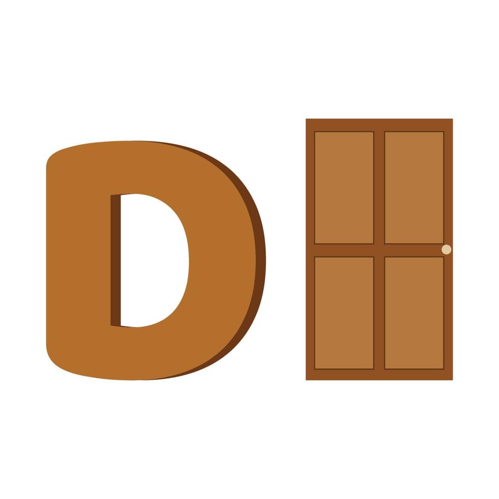Word with D.D for door.English word with alphabet for kids vector