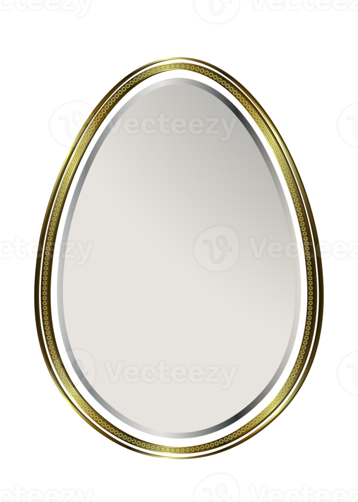 Design with an Easter egg with a golden frame with beautiful patterns. png