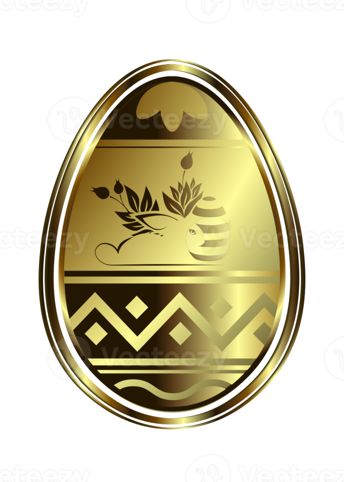 Design of Silhouettes of Golden color rabbit, Easter eggs with a bow and hanger png