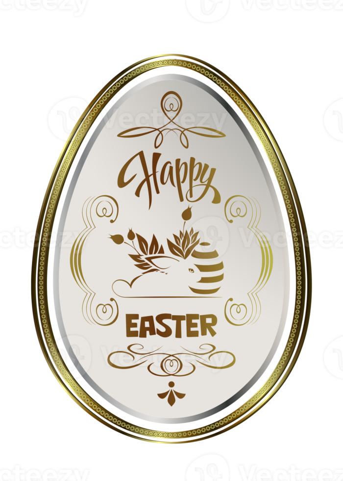 Design with Easter egg with Golden frame rabbit with beautiful patterns png