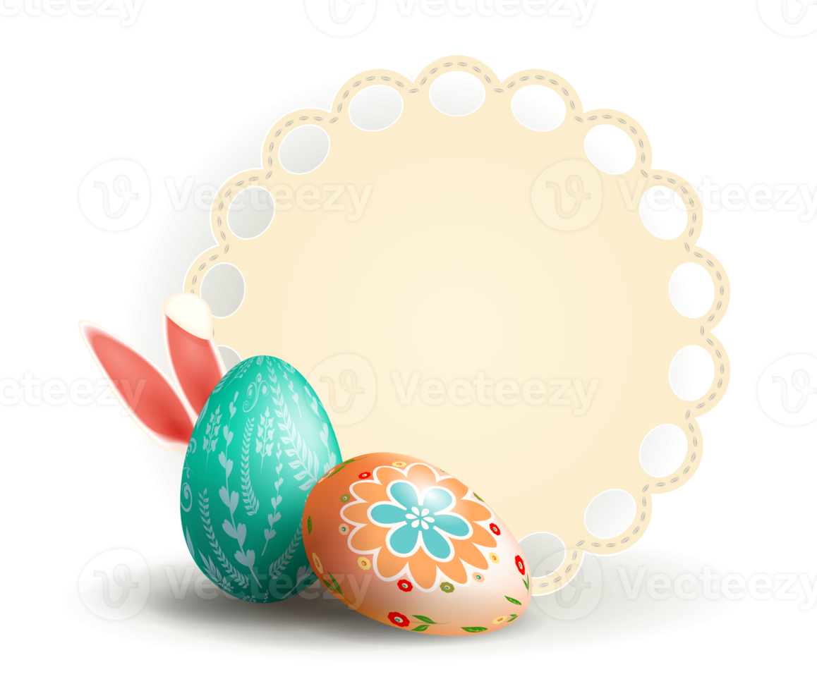 Easter  composition with a round frame,. png