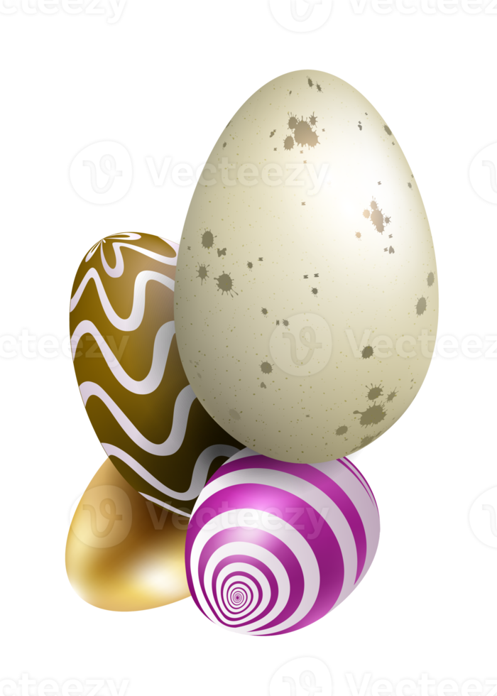 Easter composition with beautiful patterned eggs. png