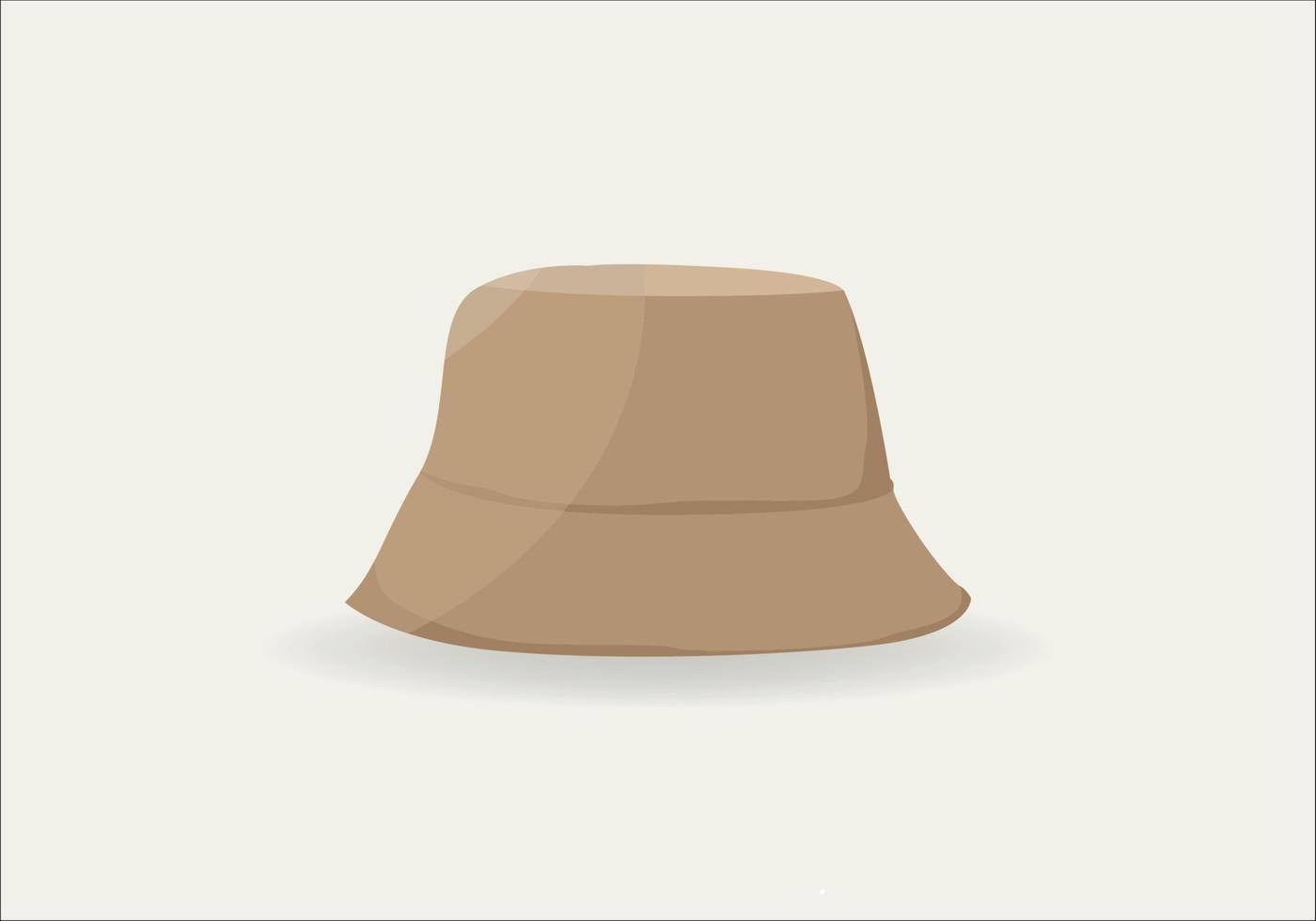 Front of basic bucket hat isolated illustration. Vector bowler hat template