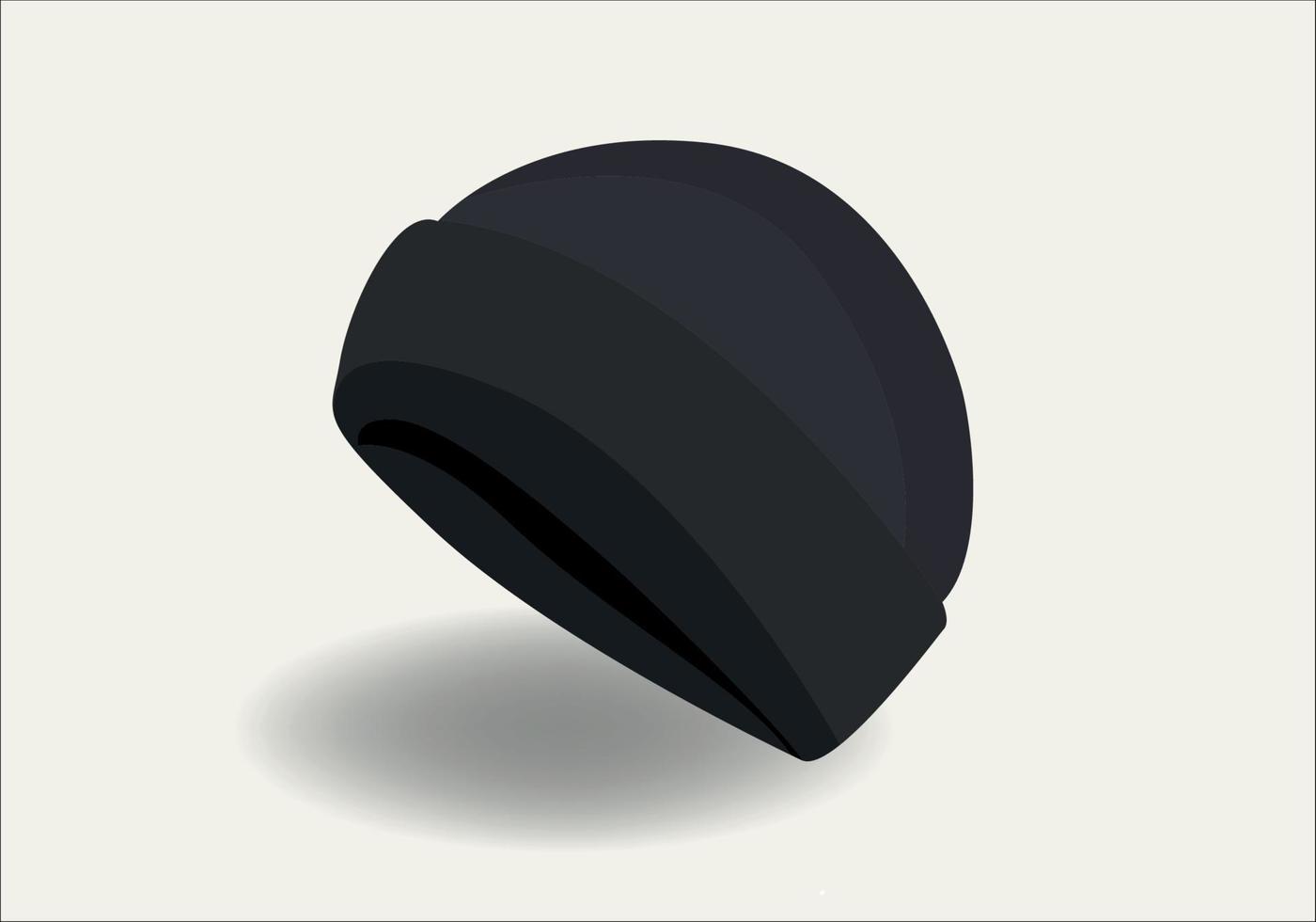 negro gorro sombrero con doblada modelo en blanco fondo, vector archivo