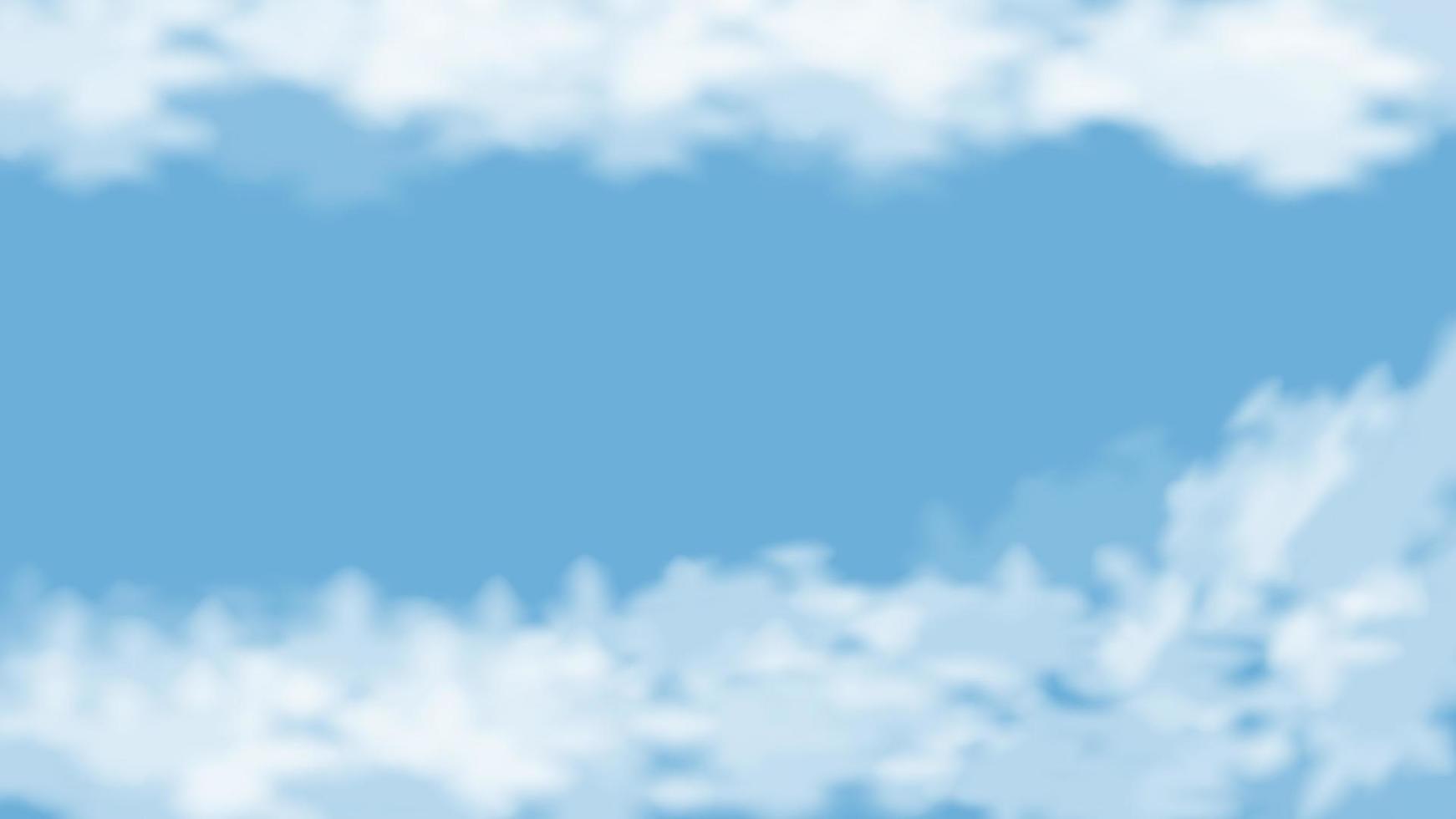 Realistic clouds on blue background with copy space. Angelic heaven clouds design. Vector illustration.