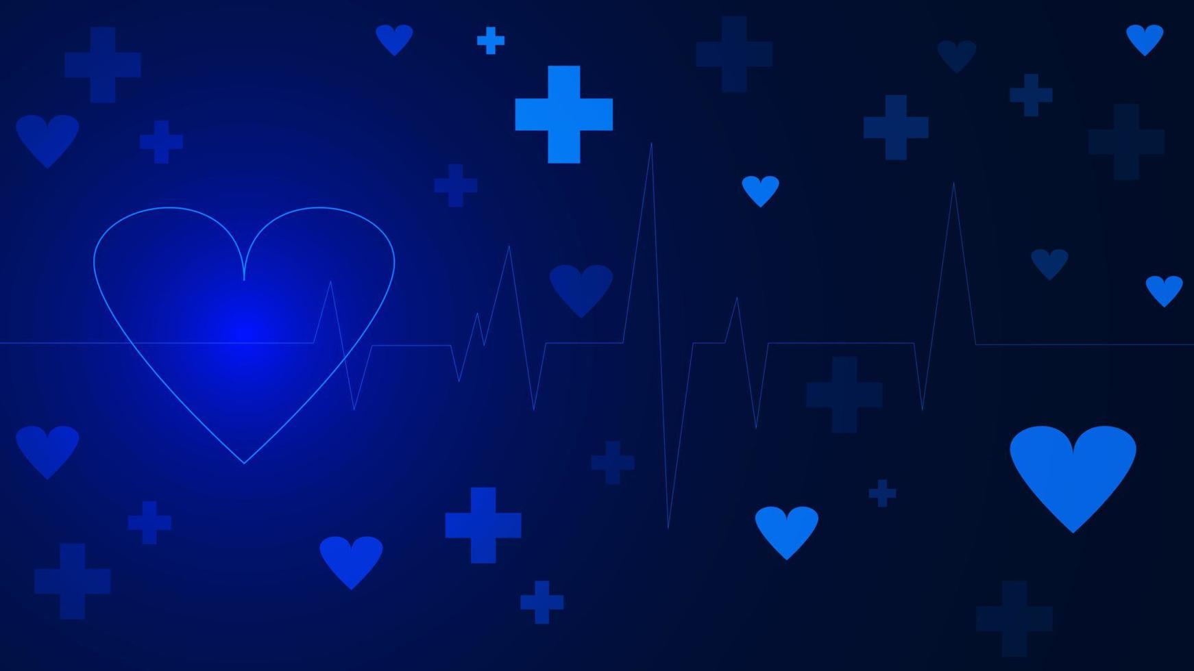 Heart healthcare with heart beat for medical technology innovation concept background design. Vector illustration.