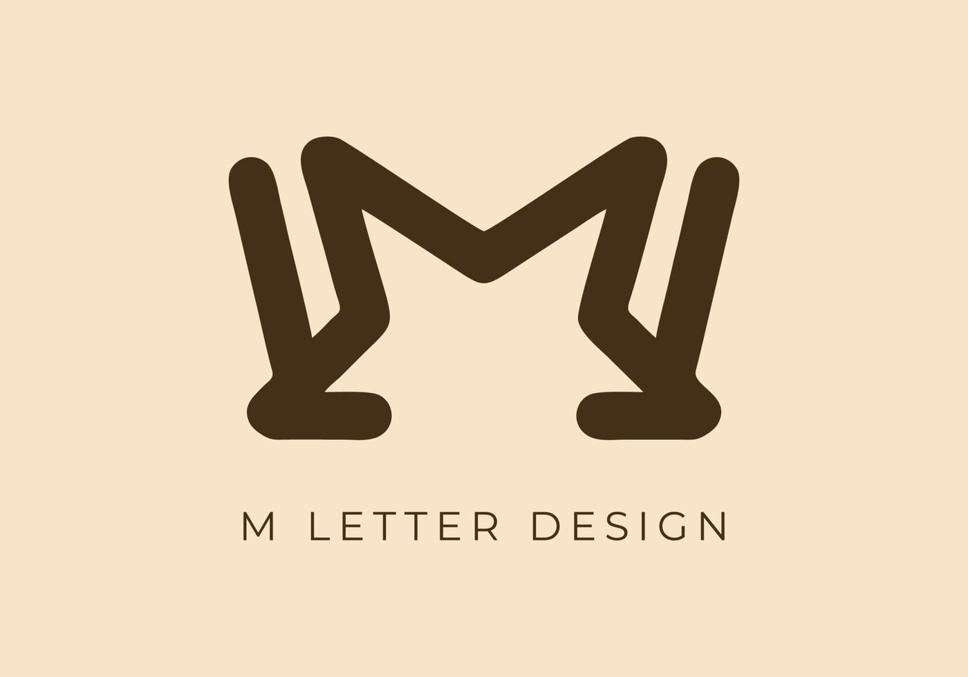 Unique Mono line design of M initial letter vector