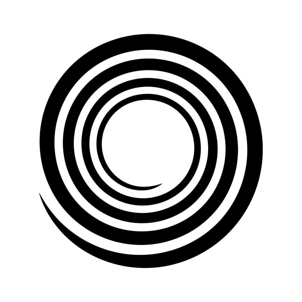 Black linear spiral swirl isolated on white background vector