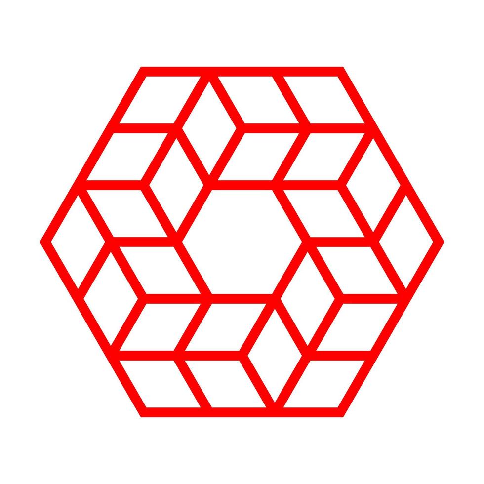 3d outlined hexagon cube logo icon vector. Isometric hexagonal cubic blocks symbol. vector