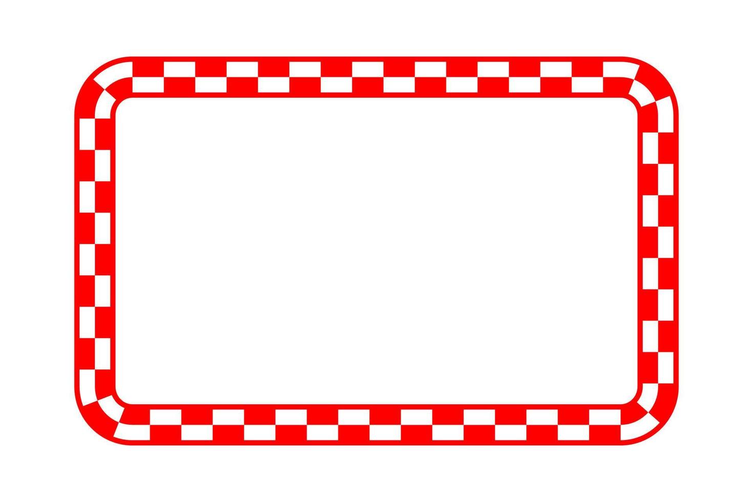 Red and white rectangle checkered frame. Checkerboard vector border. Alternating tiles chequered race ground.
