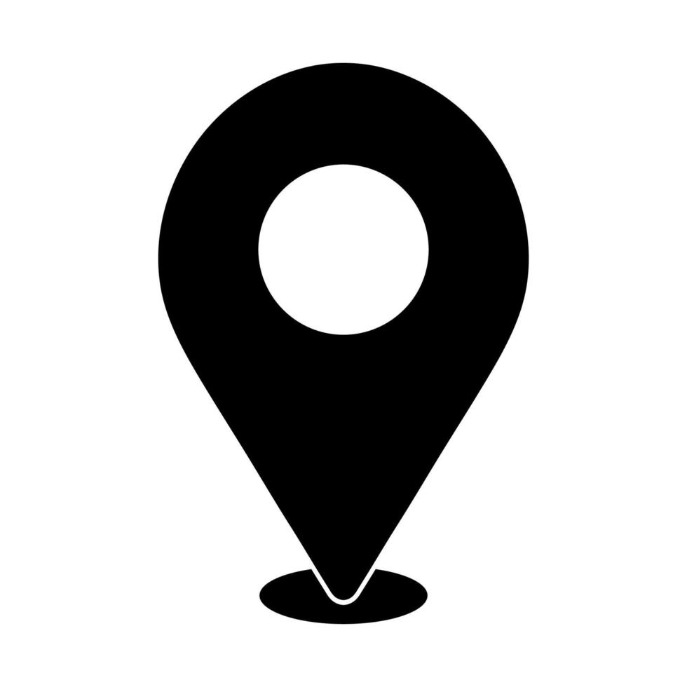 Black location pin flat icon vector. GPS map pointer symbol. vector