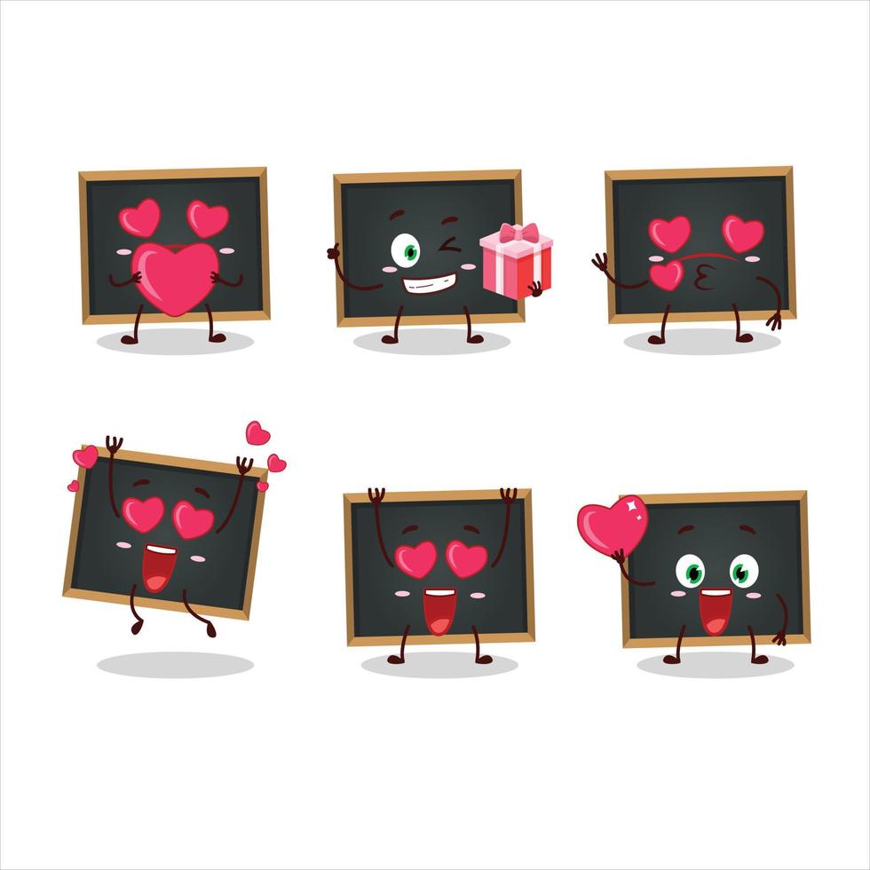 Blackboard cartoon character with love cute emoticon vector