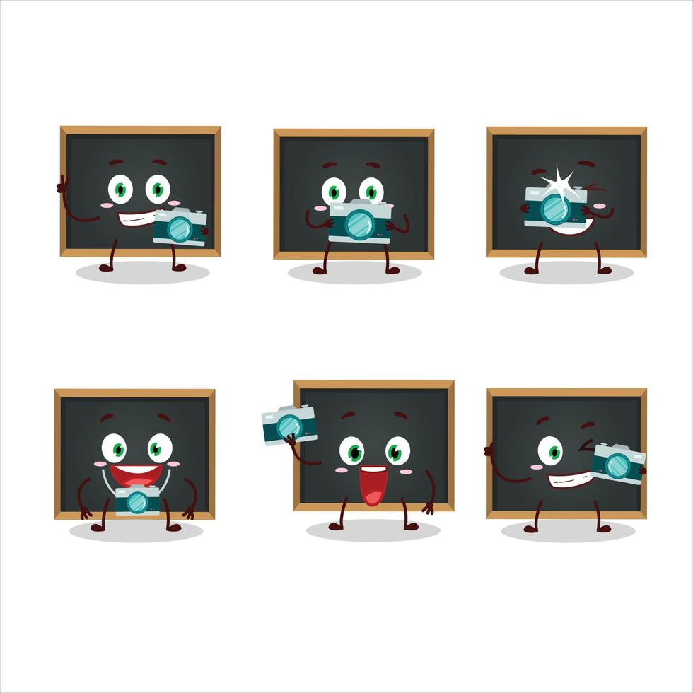 Photographer profession emoticon with blackboard cartoon character vector