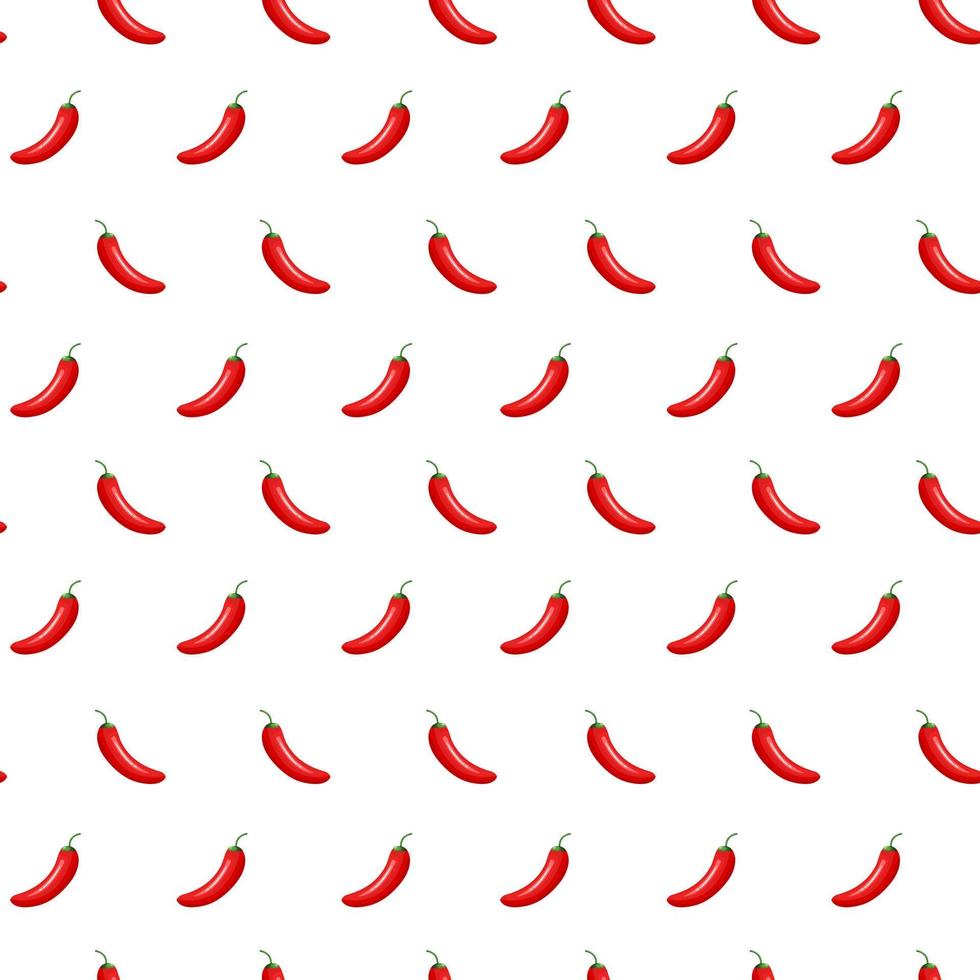 Seamless pattern with red hot chili peppers on white background. vector