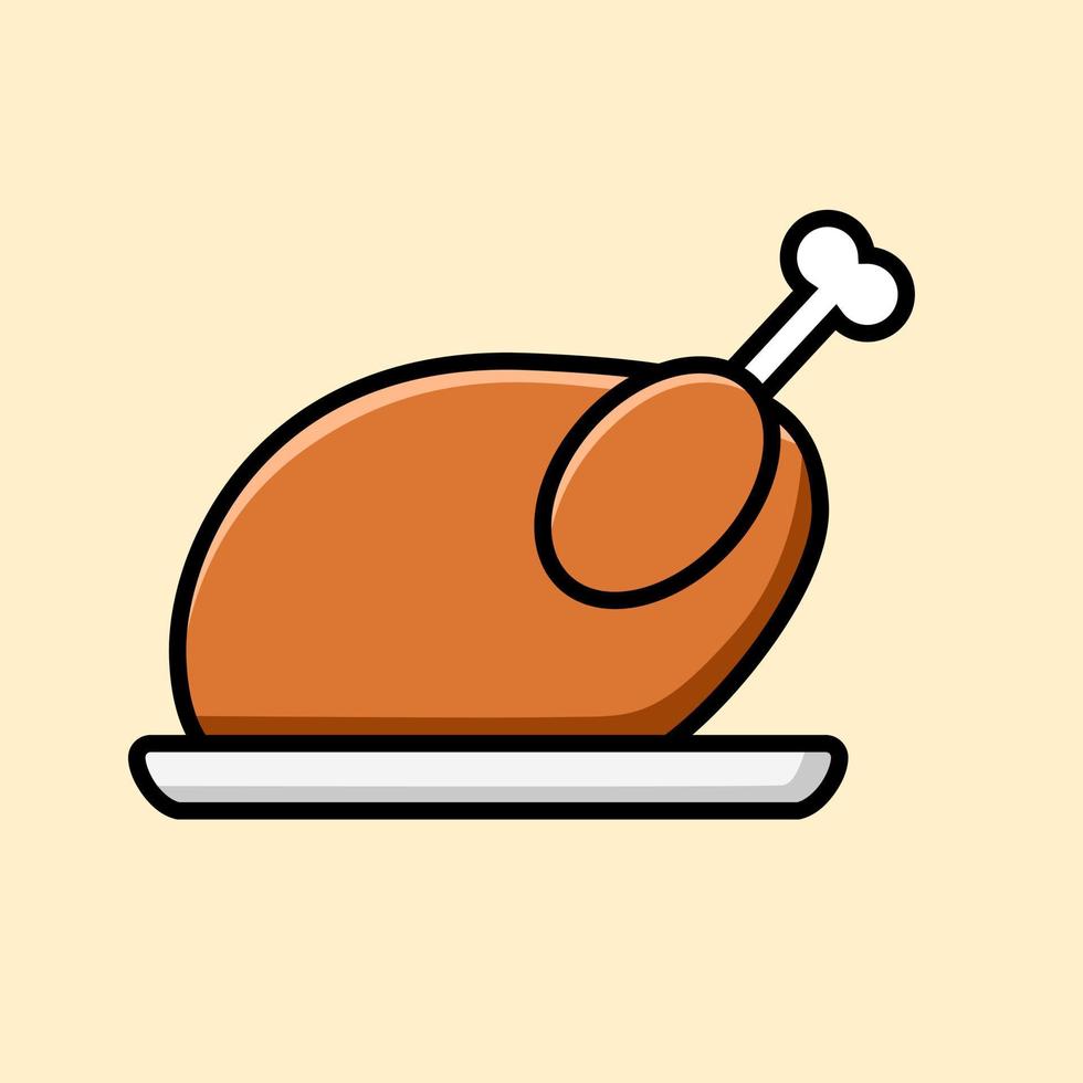 roast chicken illustration. roast chicken cartoon for children's books. vector