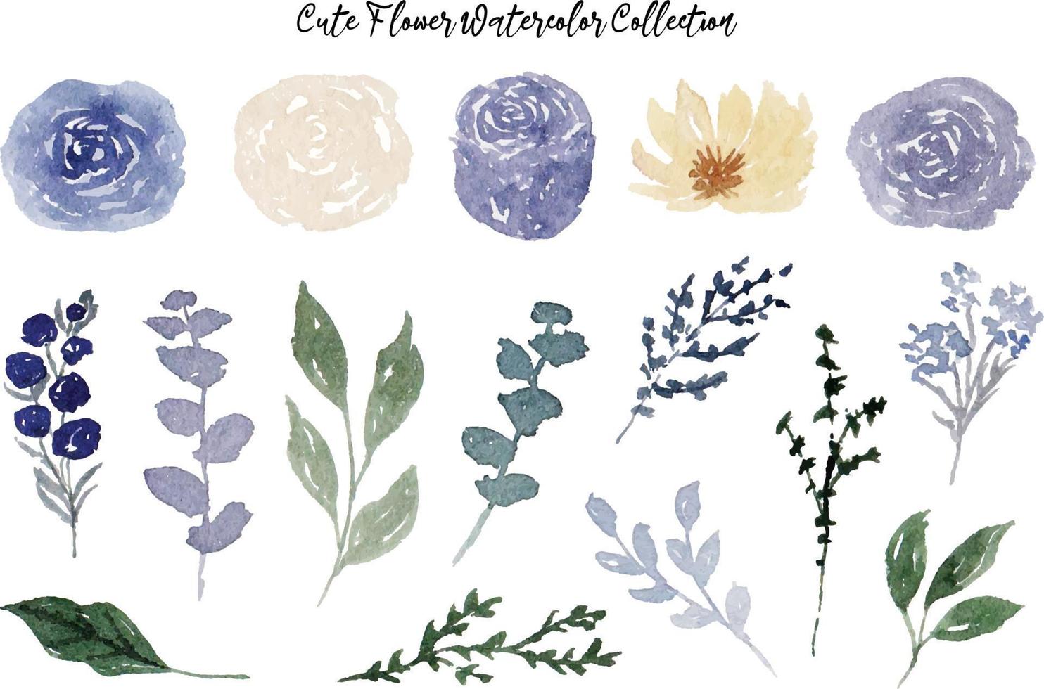 Beautiful Spring and Summer Wild Flower Watercolor Collection vector