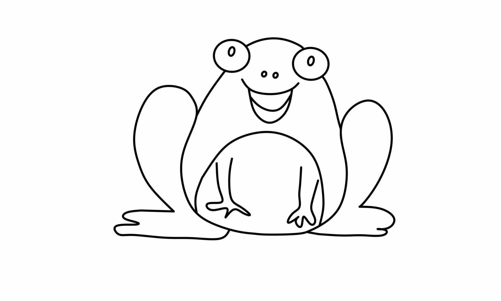 line art frog sitting with happy smile isolated background vector