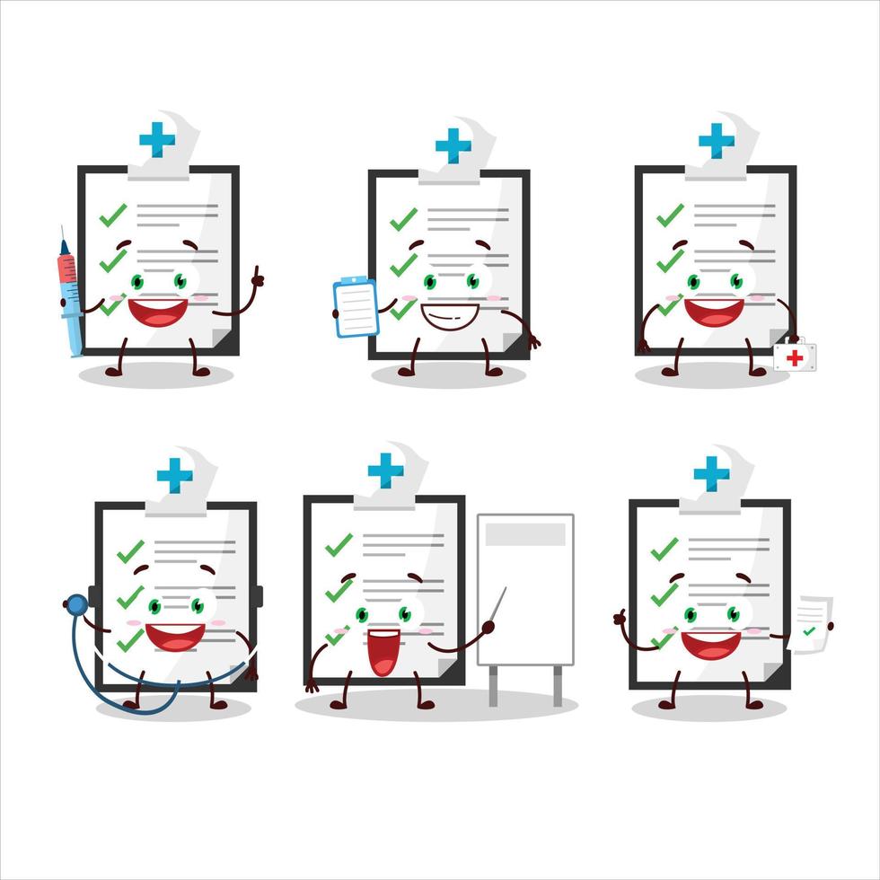 Doctor profession emoticon with clipboard with checklist cartoon character vector