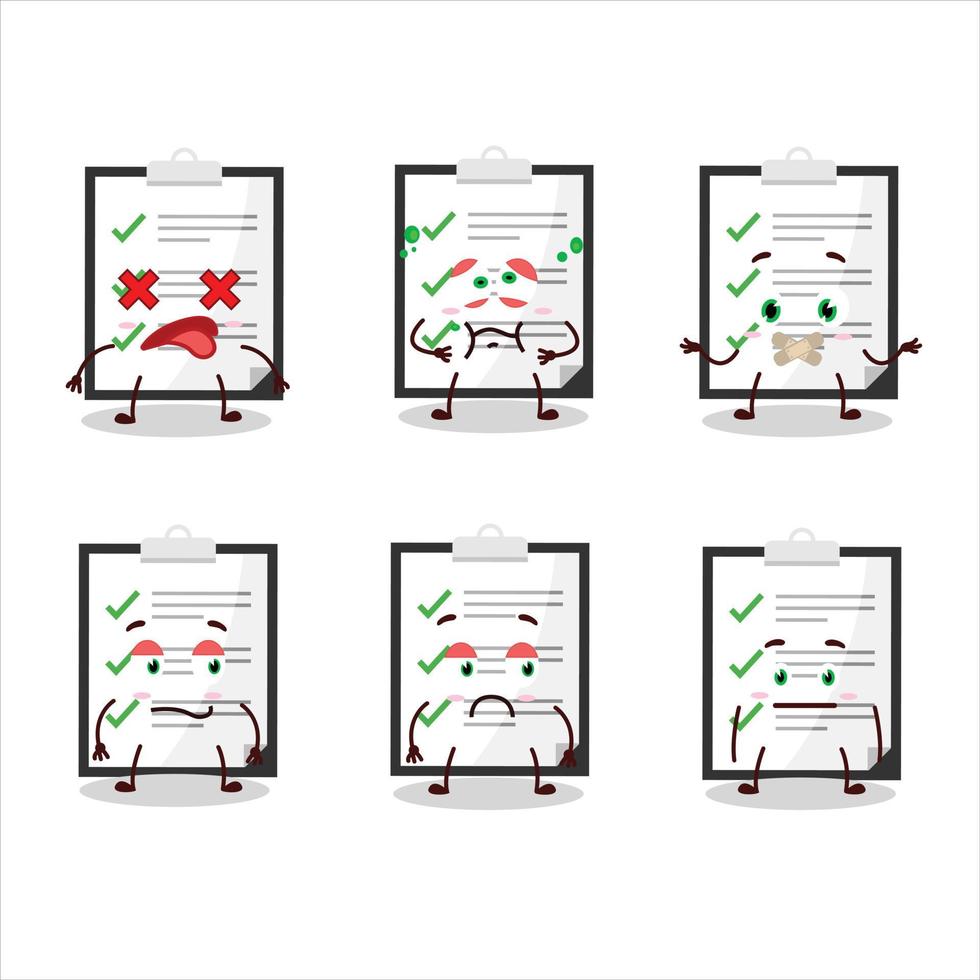 portapapeles con Lista de Verificación dibujos animados personaje con no expresión vector