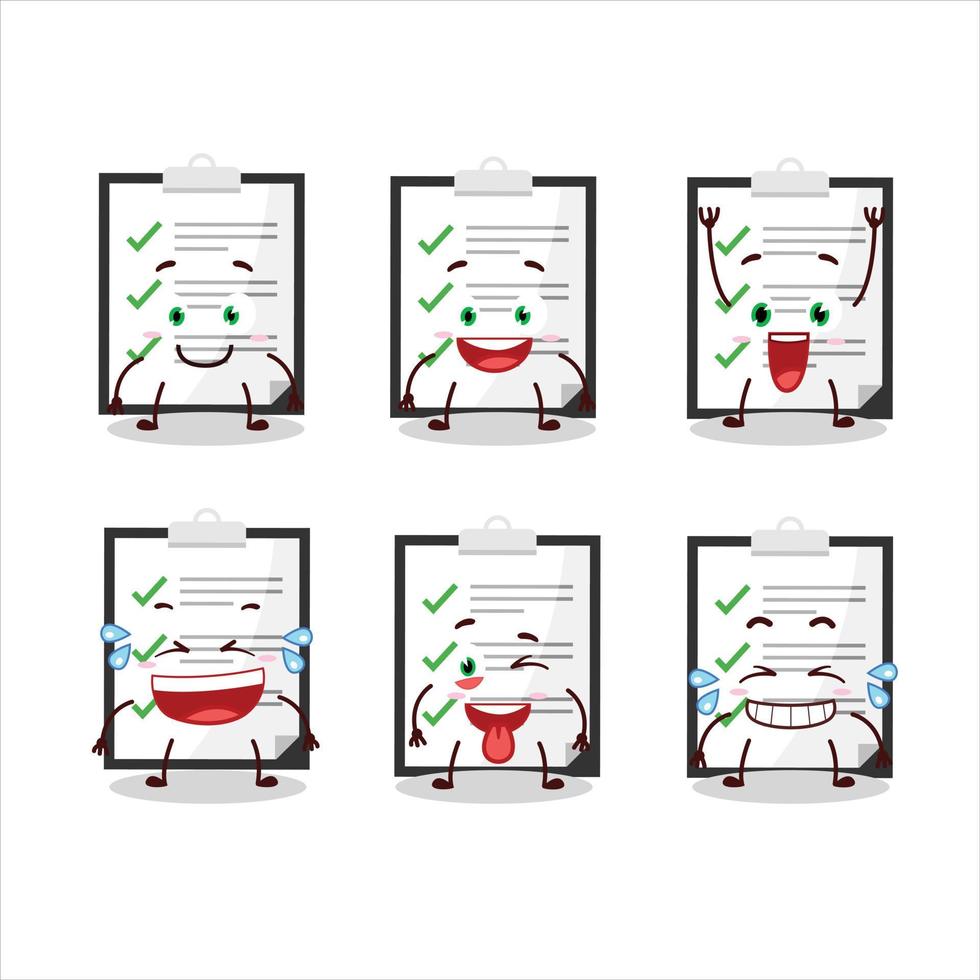 Cartoon character of clipboard with checklist with smile expression vector