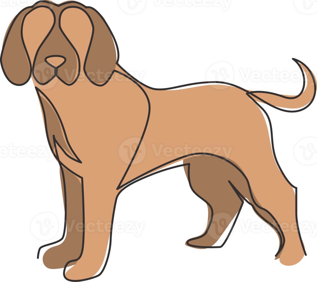 um desenho de linha contínuo do ícone do cachorro beagle fofo simples. conceito de vetor de emblema de animais mamíferos. ilustração de design gráfico de desenho de linha única dinâmica png