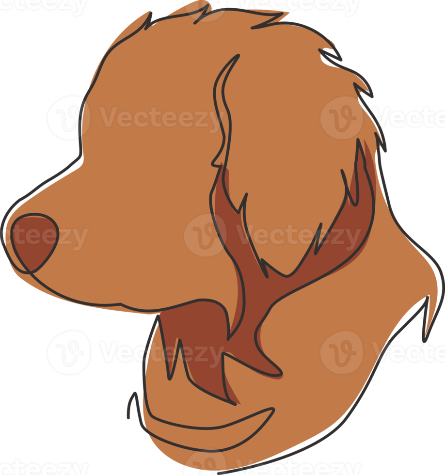 One single line drawing of simple cute puppy dog icon. Pet shop logo emblem vector concept. Trendy continuous line draw design graphic illustration png