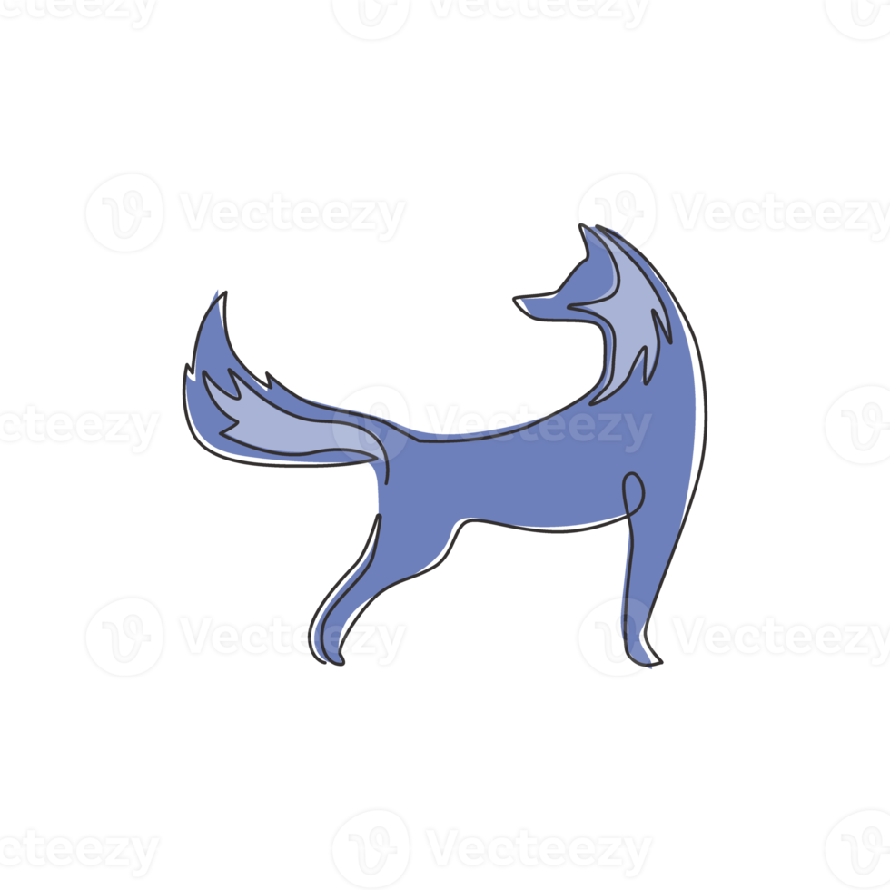 un disegno a tratteggio continuo dell'icona del logo aziendale della volpe carina. concetto di identità aziendale multinazionale. illustrazione di disegno vettoriale di disegno grafico a linea singola alla moda png