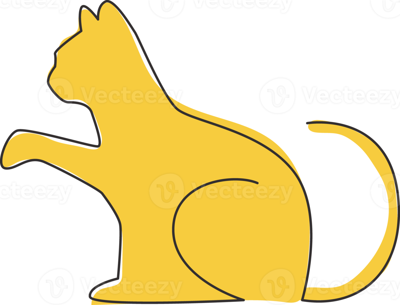 dessin au trait continu unique de l'icône de chat chaton mignon. concept de vecteur d'emblème de logo d'animal de compagnie de kitty. illustration graphique de conception de dessin à une ligne moderne png
