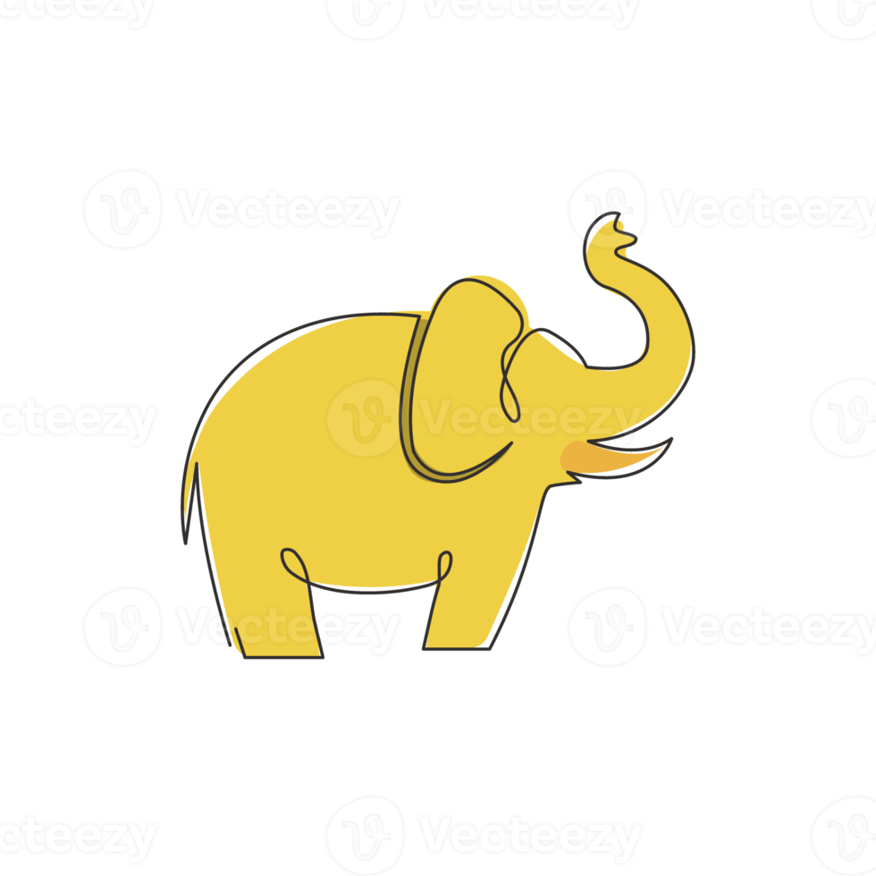 un dessin au trait continu de l'identité du logo de la grande entreprise d'éléphants mignons. concept d'icône animal zoo africain. illustration graphique de vecteur de conception de dessin à une seule ligne dynamique png