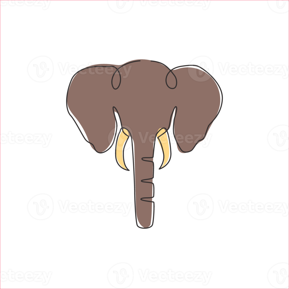 disegno a linea continua di un'identità del logo aziendale di grande elefante carino. concetto di icona safari africano. illustrazione vettoriale di disegno grafico dinamico a una linea png