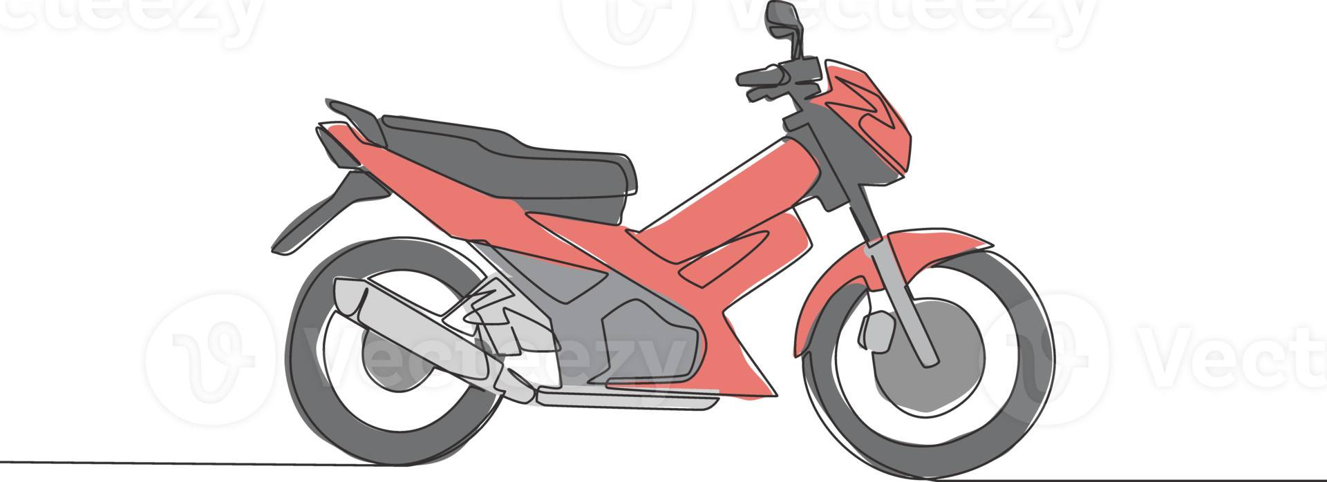 1 solteiro linha desenhando do ásia underbone moto logotipo. urbano passeio motocicleta conceito. contínuo linha desenhar Projeto vetor ilustração png