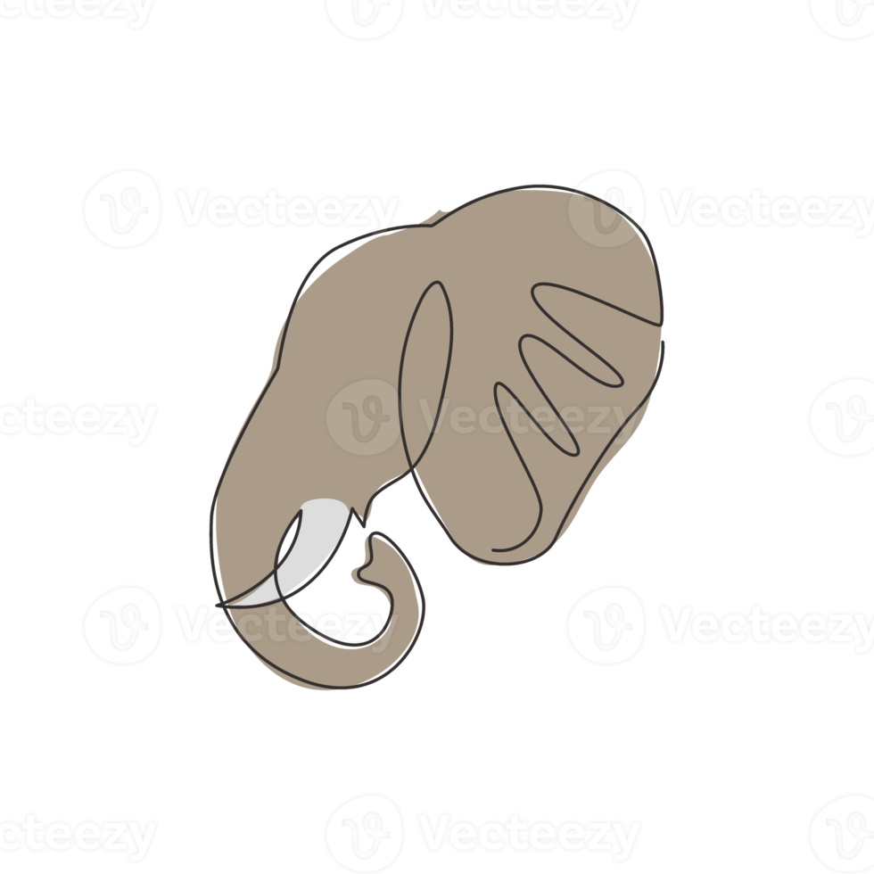 un seul dessin au trait de l'identité du logo d'entreprise d'un grand éléphant mignon. concept d'icône d'animaux de zoo de mammifères. ligne continue moderne dessiner illustration graphique vectorielle de conception png