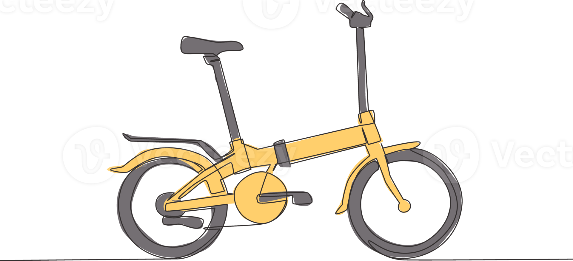 Célibataire continu ligne dessin de pliant vélo logo. deux cycle transport concept. un ligne dessiner conception graphique vecteur illustration png