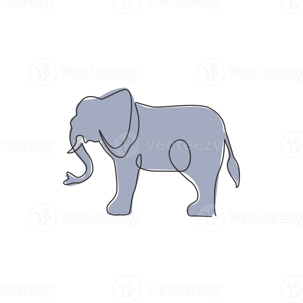 en kontinuerlig linjeritning av stor söt elefant företagslogotyp identitet. afrikanska zoo djur ikon koncept. dynamisk enda vektor grafisk linje rita design illustration png