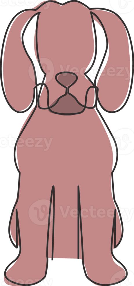 One continuous line drawing of simple cute beagle puppy dog icon. Mammals animal logo emblem vector concept. Trendy single line draw design graphic illustration png