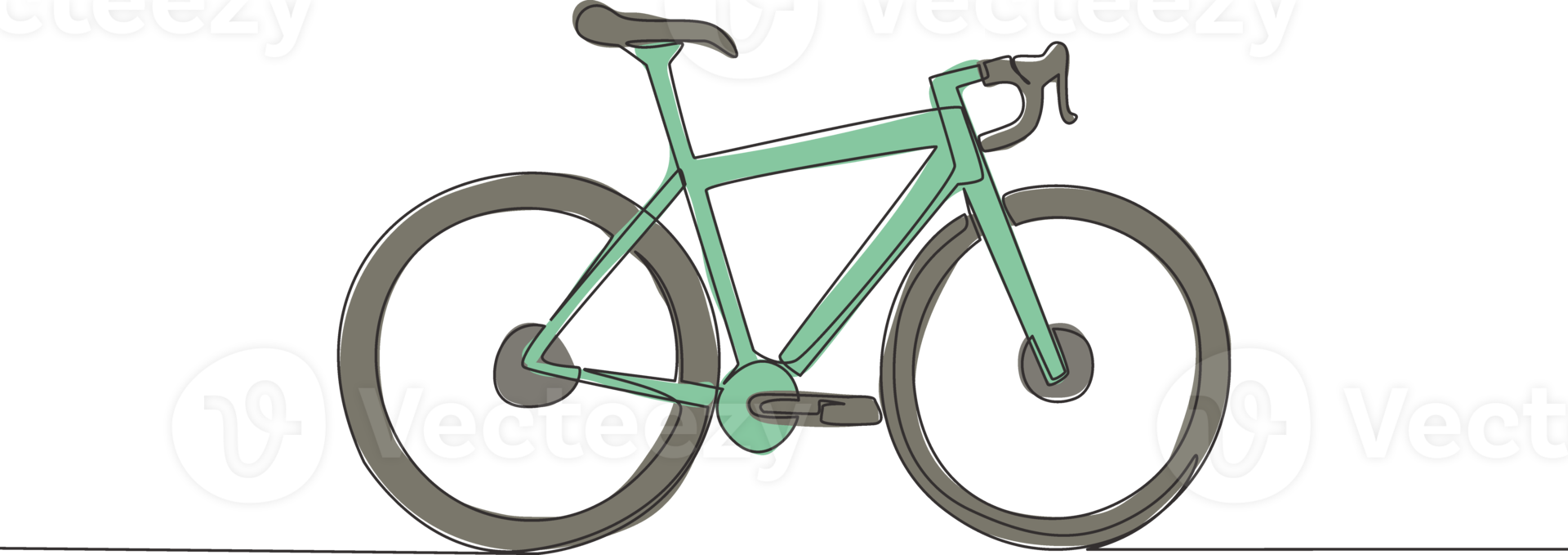 soltero continuo línea dibujo de montaña carrera bicicleta logo. urbano bicicleta a trabajo y Vamos verde movimiento concepto. uno línea dibujar diseño vector ilustración png