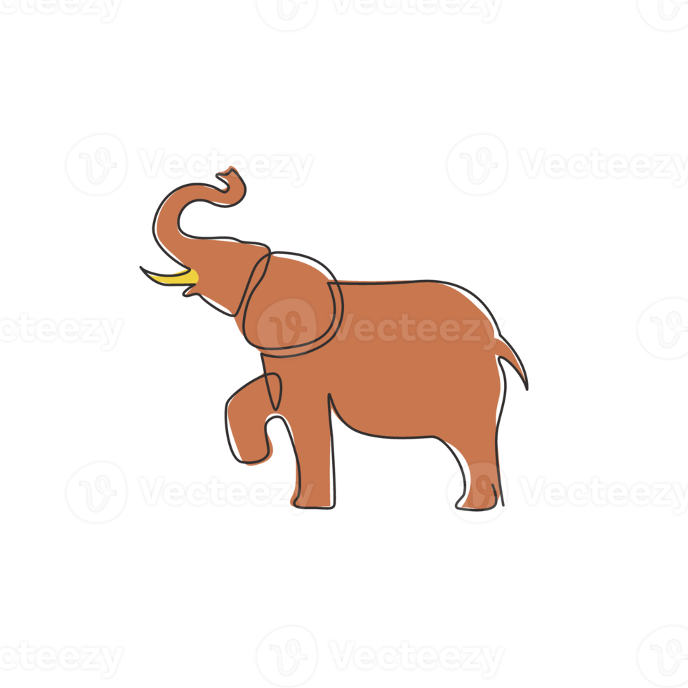 un dibujo de línea continua de la identidad del logotipo de la gran empresa elefante lindo. concepto de icono de animales de zoológico africano. Ilustración de vector gráfico de diseño de dibujo de línea única de moda png