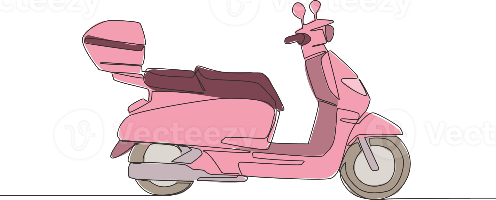 een single lijn tekening van koerier levering onderhoud motor logo. scooter motorfiets concept. doorlopend lijn trek ontwerp vector illustratie png