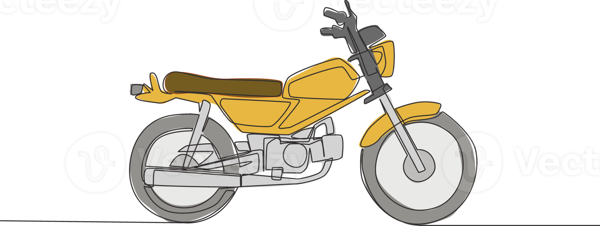 uno continuo linea disegno di vecchio da corsa motocicletta logo. classico Vintage ▾ motociclo concetto. singolo linea disegnare design vettore illustrazione png