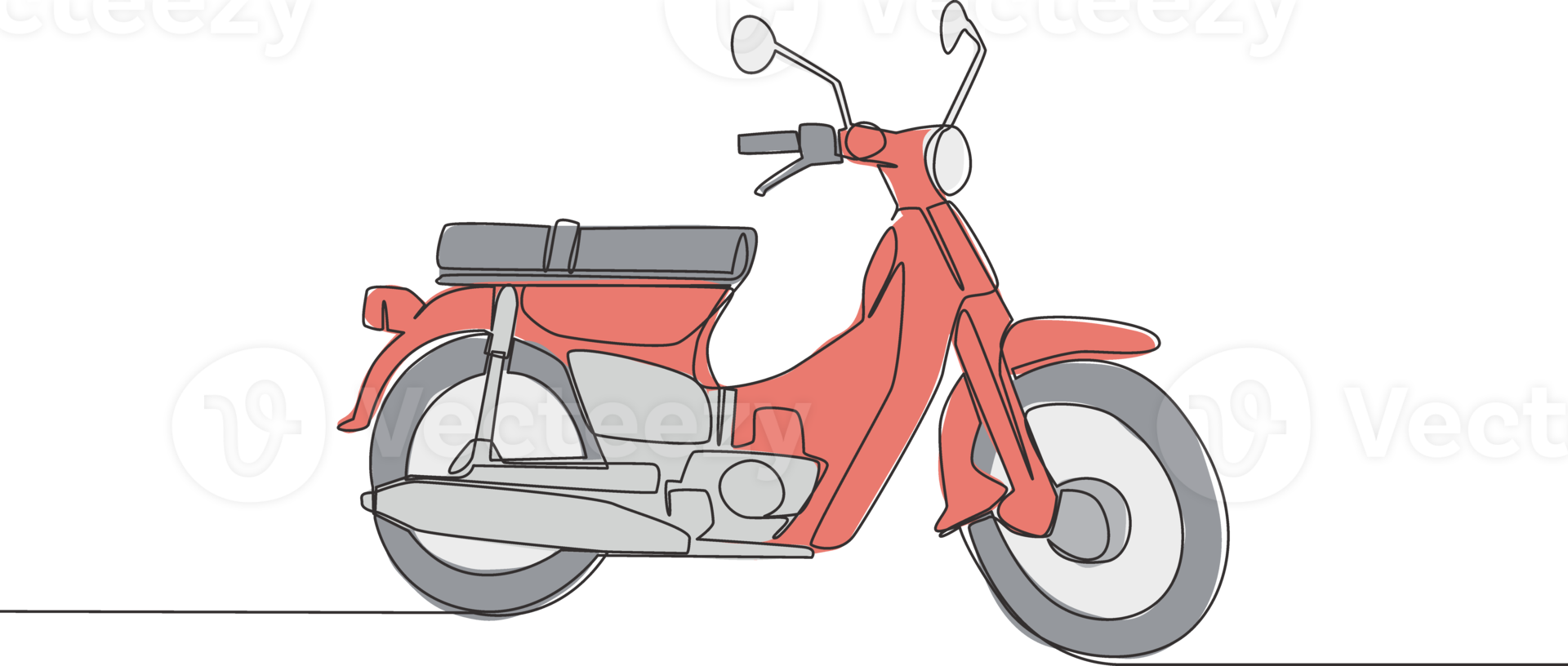 einer kontinuierlich Linie Zeichnung von alt klassisch asiatisch Unterbein Motorrad Logo. Jahrgang Motorrad Konzept. Single Linie zeichnen Design Vektor Illustration png