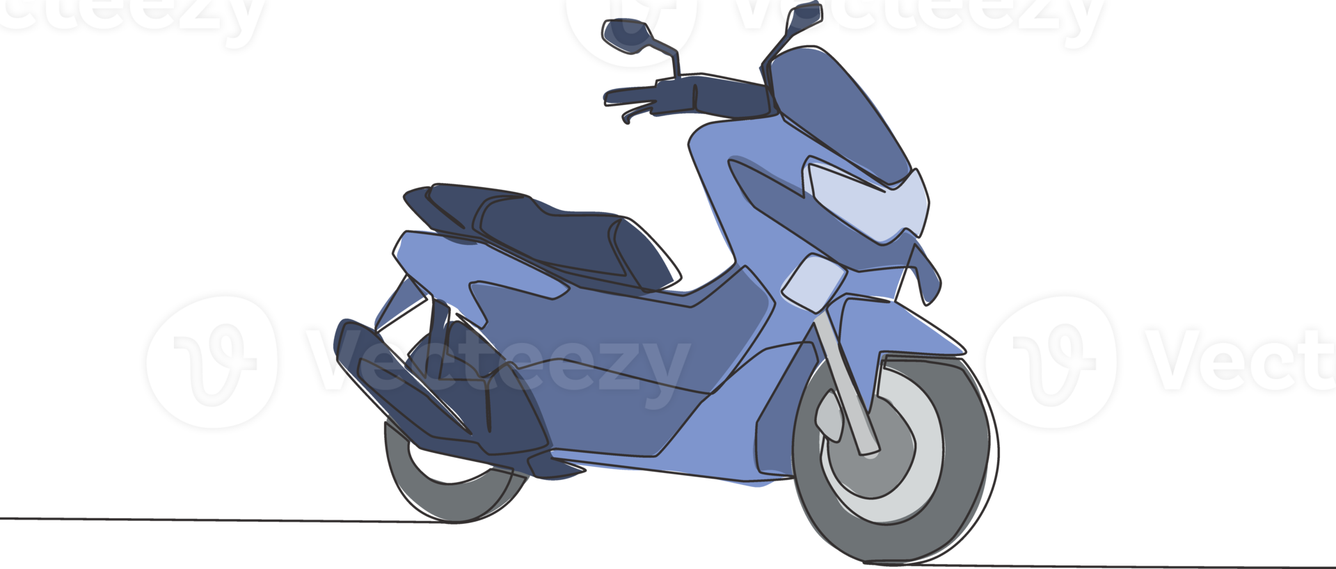 One single line drawing of big underbone scooter motorbike logo. City vehicle motorcycle concept. Continuous line draw design vector illustration png