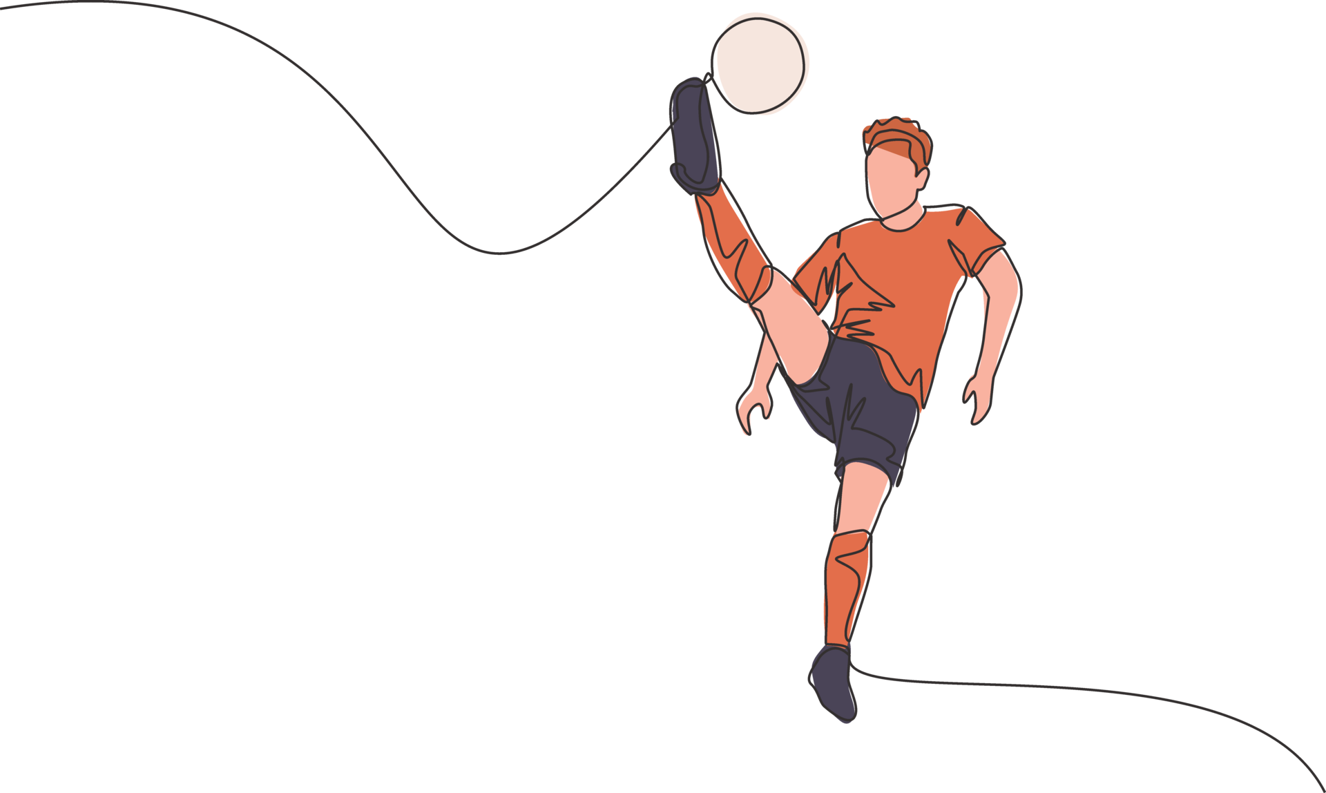 One Single Line Drawing Of Young Happy Football Player With Short One Single Line Drawing Of Young Happy Football Player With Short