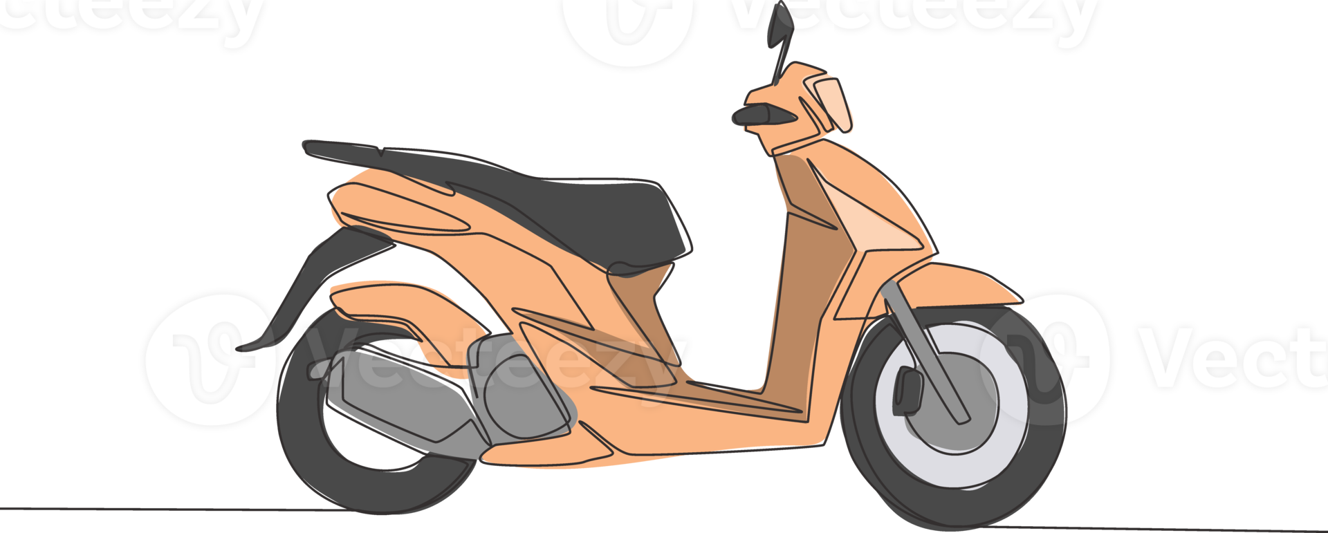 soltero continuo línea dibujo de clásico asiático columna vertebral moto logo. Clásico scooter motocicleta concepto. uno línea dibujar diseño vector ilustración png