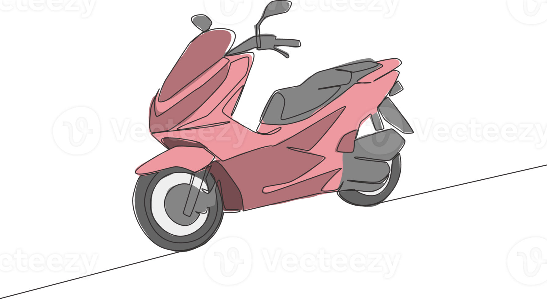 Single kontinuierlich Linie Zeichnung von modisch Luxus asiatisch Unterbein Motorrad Logo. automatisch Roller Motorrad Konzept. einer Linie zeichnen Design Vektor Illustration png