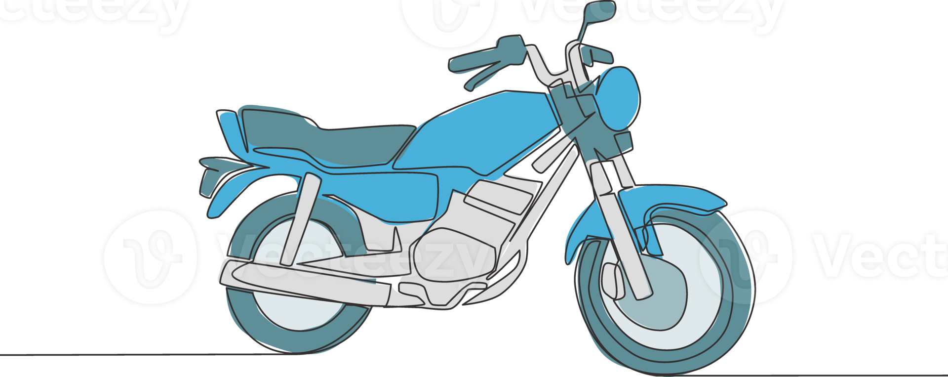 Single continuous line drawing of classic motorbike logo. Rural motorcycle concept. One line draw design vector illustration png