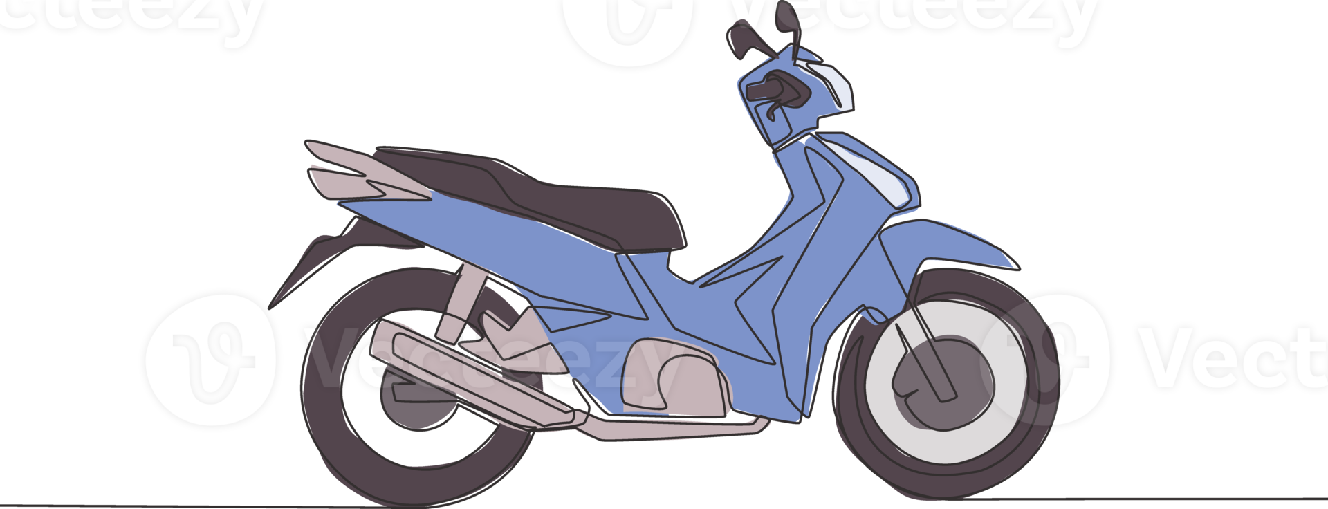 1 contínuo linha desenhando do moderno ásia underbone moto logotipo. urbano motocicleta conceito. solteiro linha desenhar Projeto vetor ilustração png