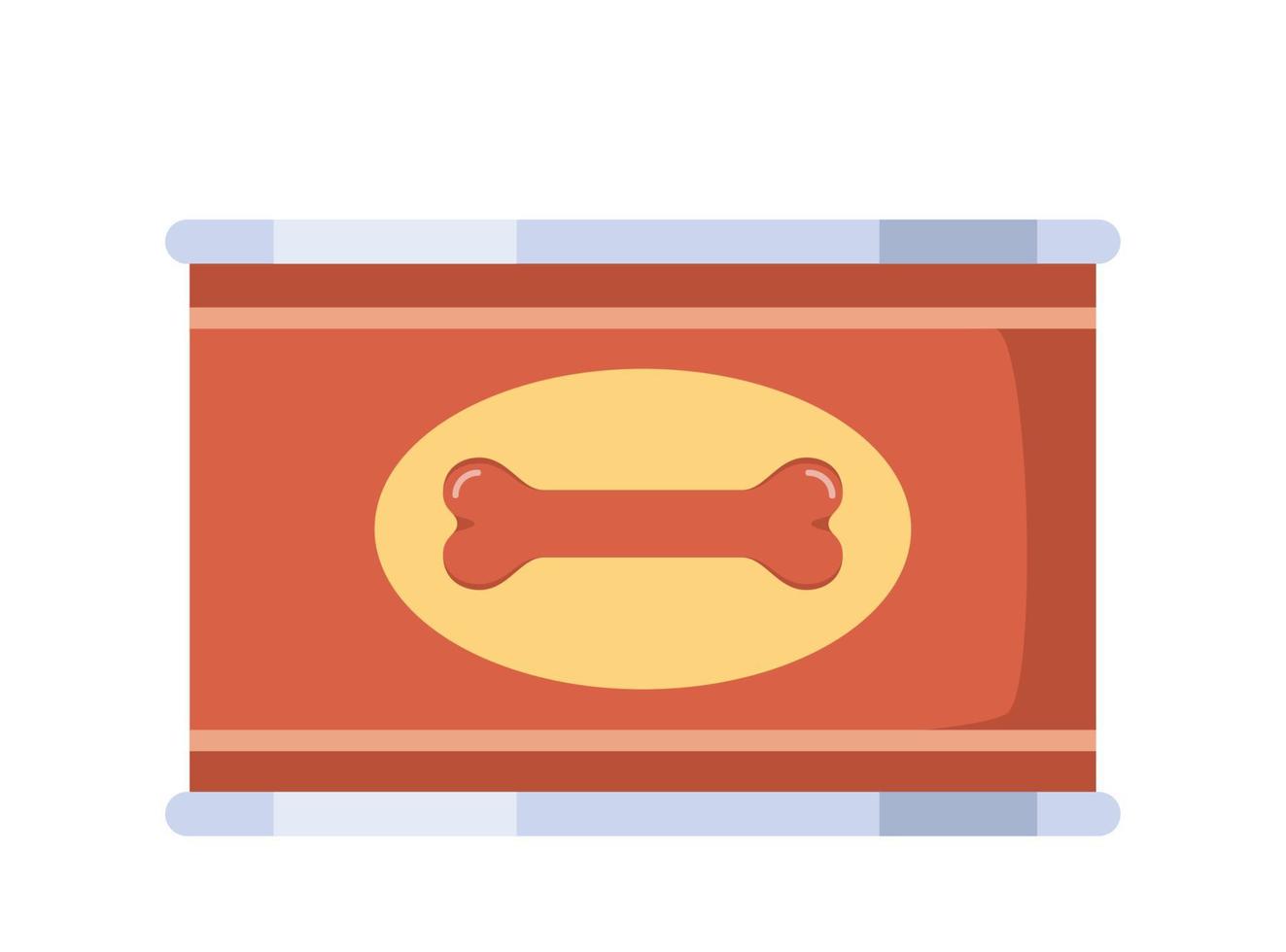 Canned food for dogs, food tin can. Pet meal. Vector illustration.